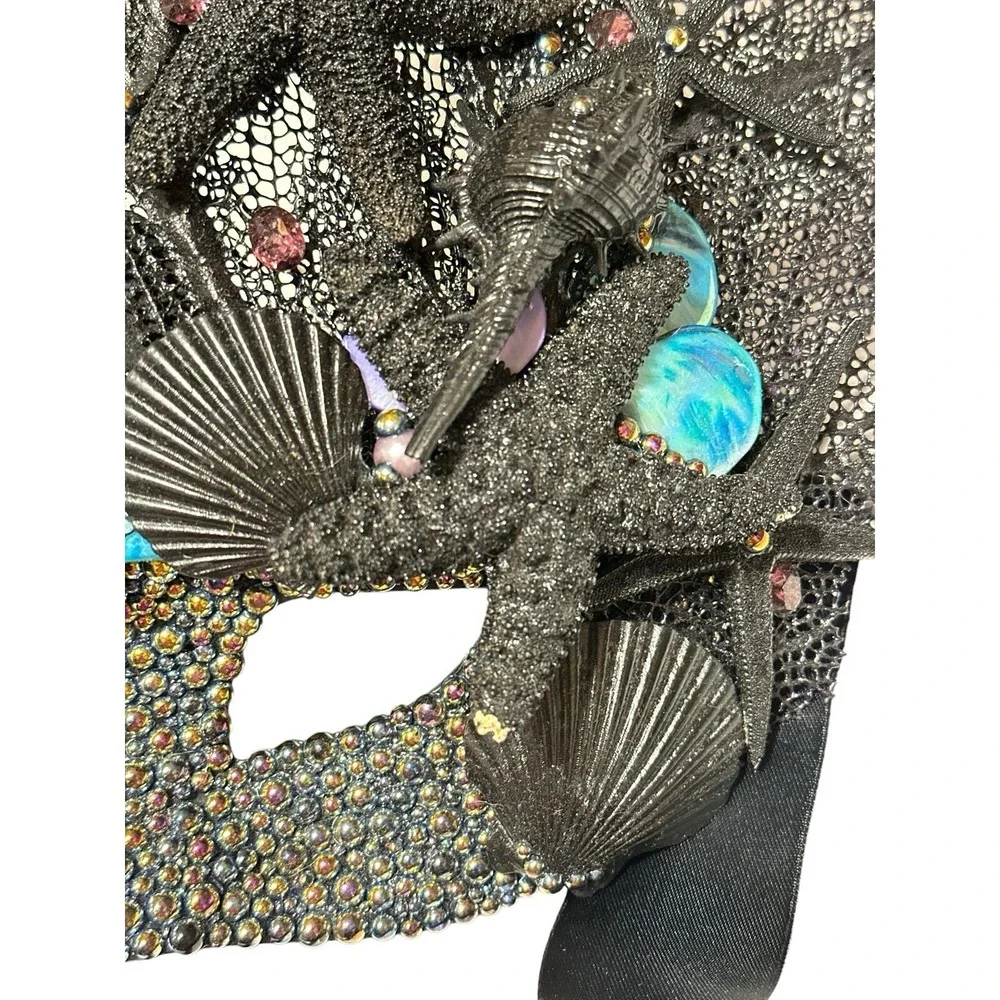 Masquerade Under‎ The Ocean Little Mermaid Seashell Girl Black Mask Ribbon Tie